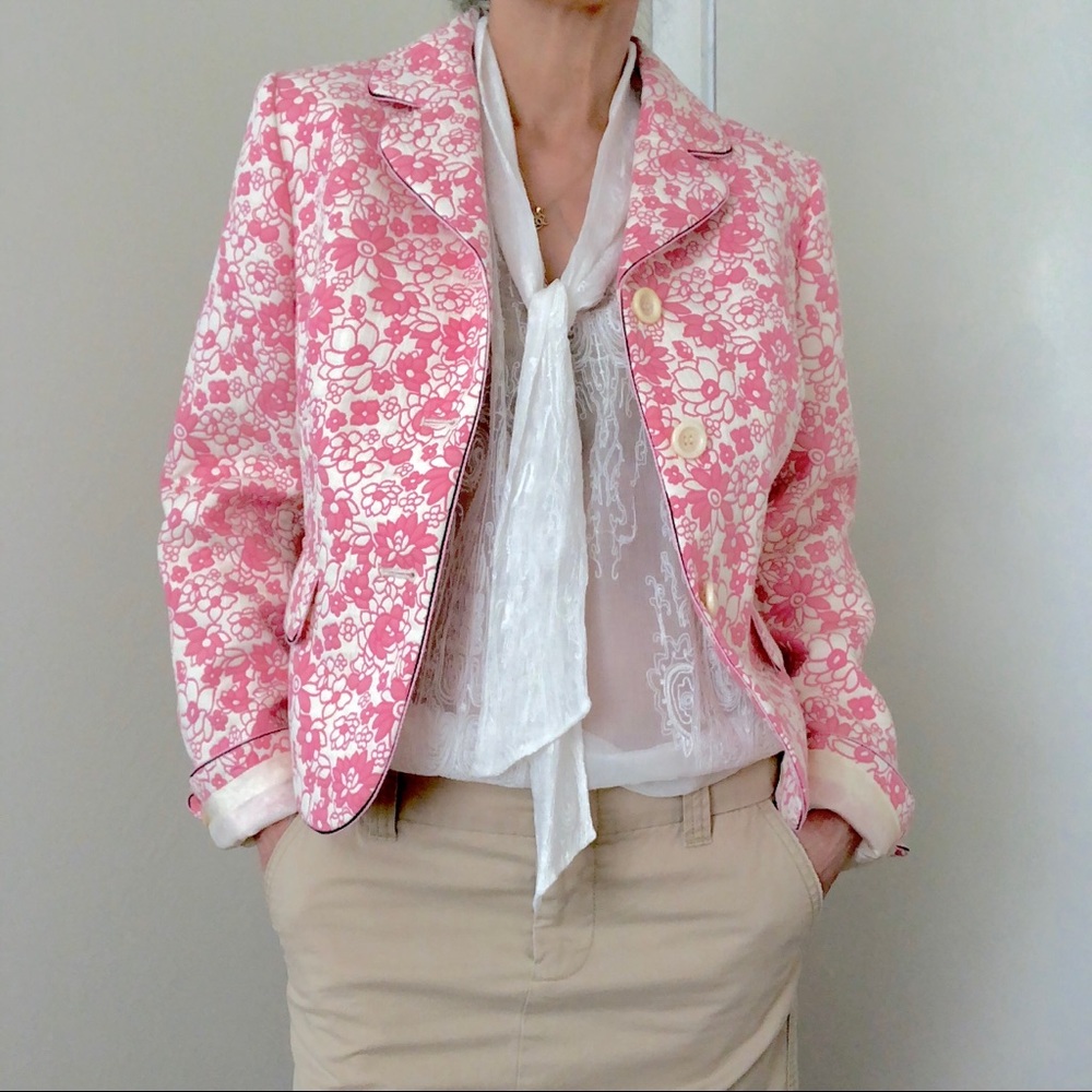 Ann Taylor Pink Floral ‘Embroidered Look’ Blazer